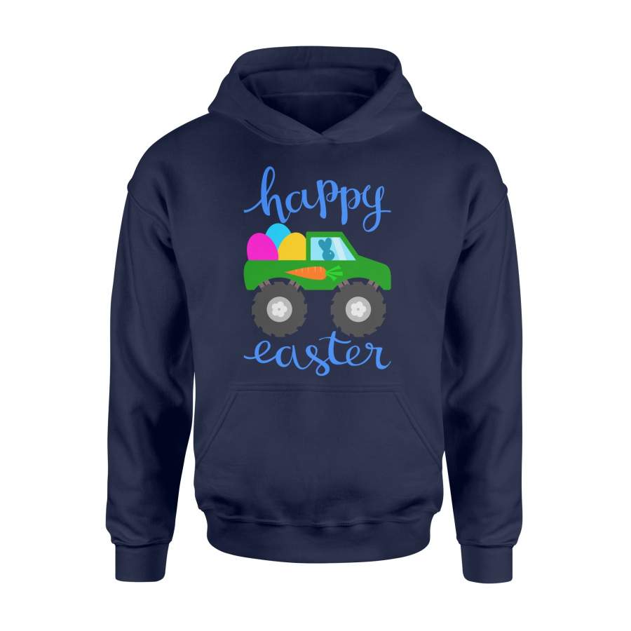 Kids Happy Easter Monster Truck And Easter Bunny Hoodie