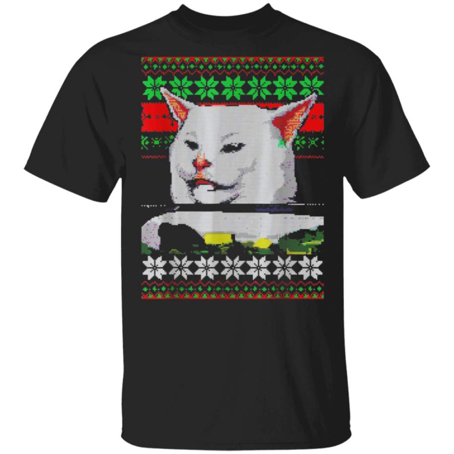 Woman Yelling at a Cat Ugly Christmas Sweater Meme Design Shirt Hoodie Shirt