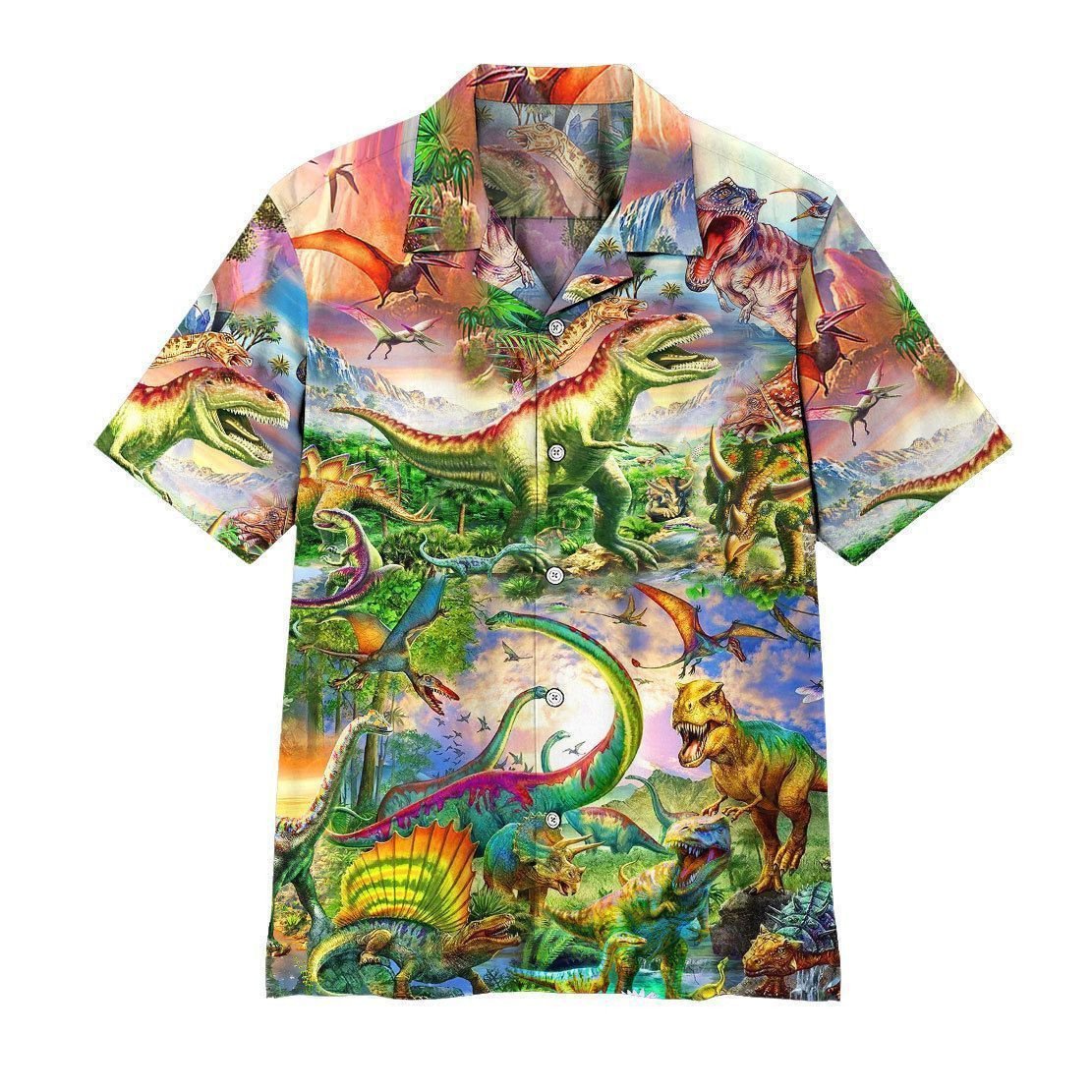 3D Dinosaur Hawaiian Aloha Shirt 3