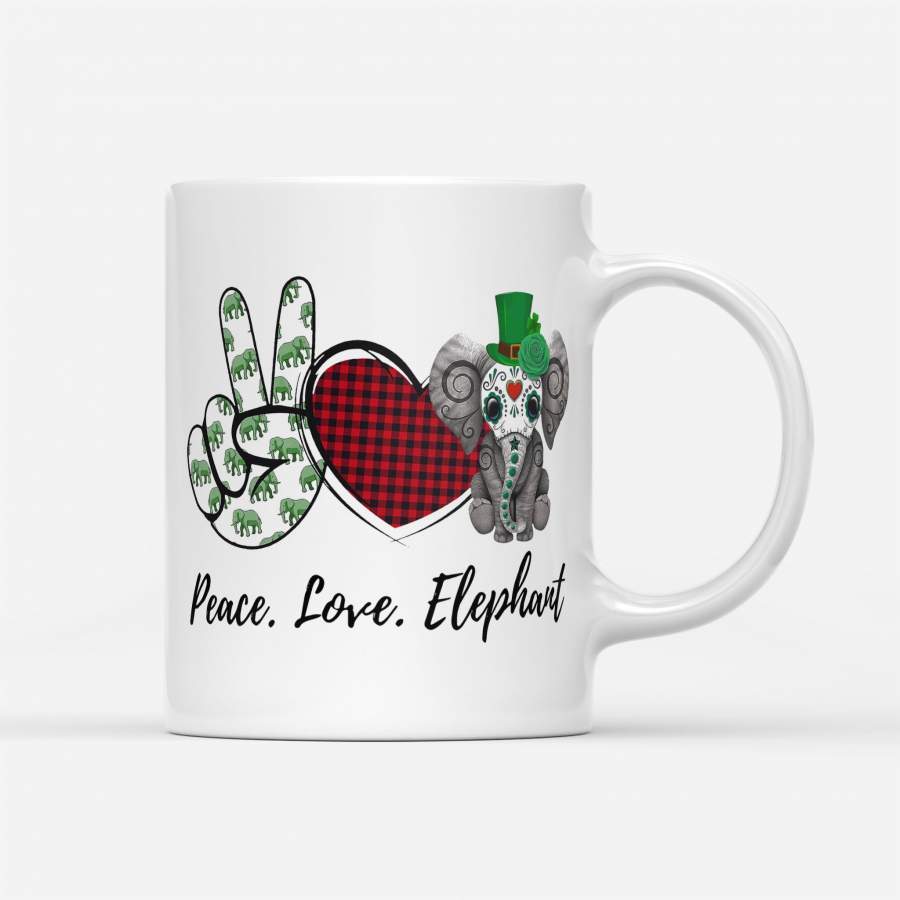 Peace Love Elephant – White Mug