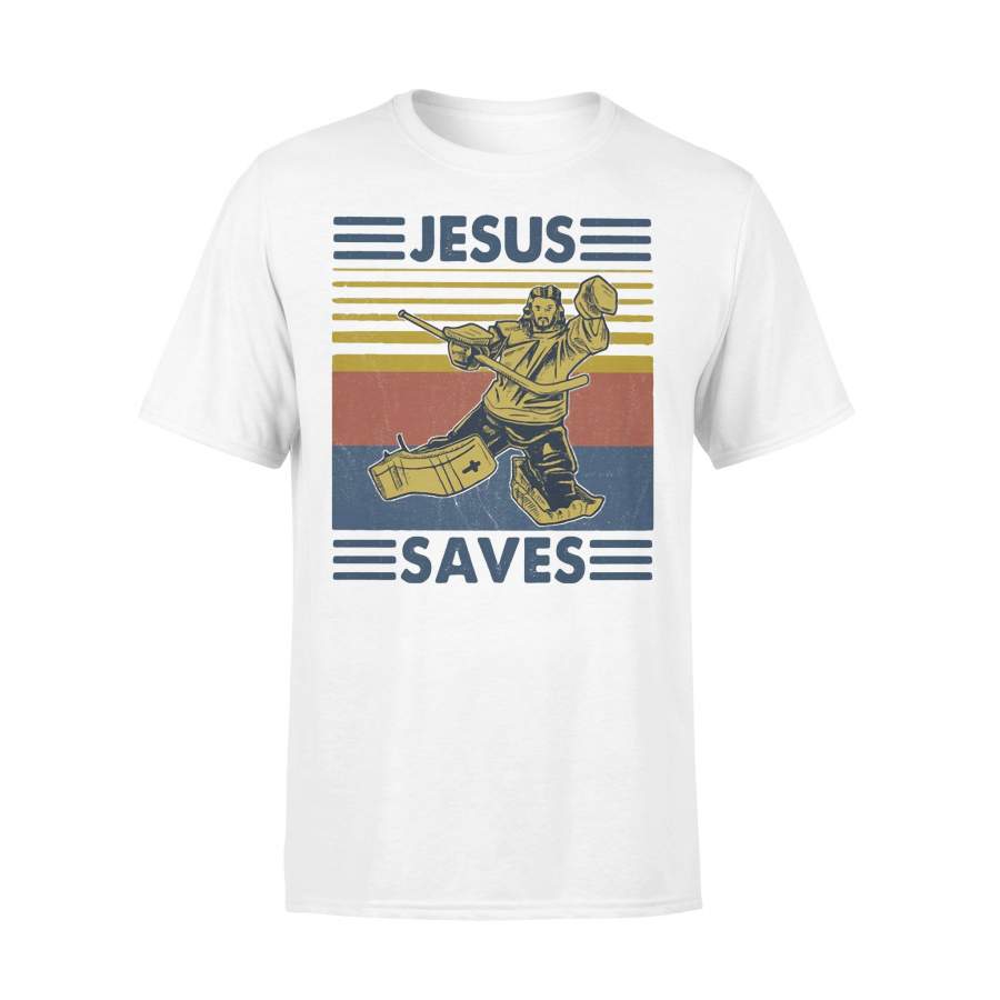 Jesus Saves Hockey Goal Vintage T-shirt