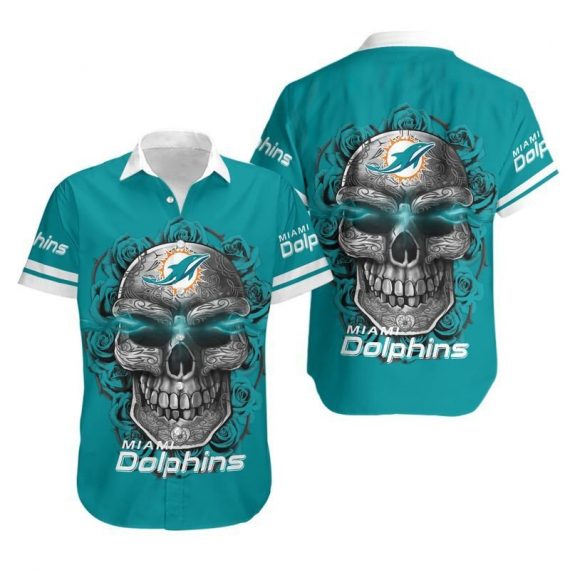 Gift For Husband Gift For Dad Miami Dolphins Sugar Skull Hawaiian Shirt Mh90