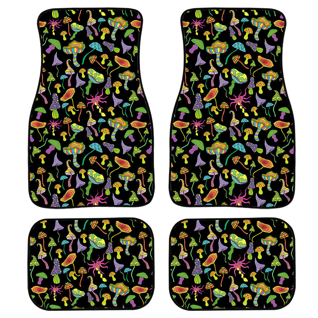 Psychedelic Mushroom Pattern Print Front And Back Car Floor Mats, Front Car Mat