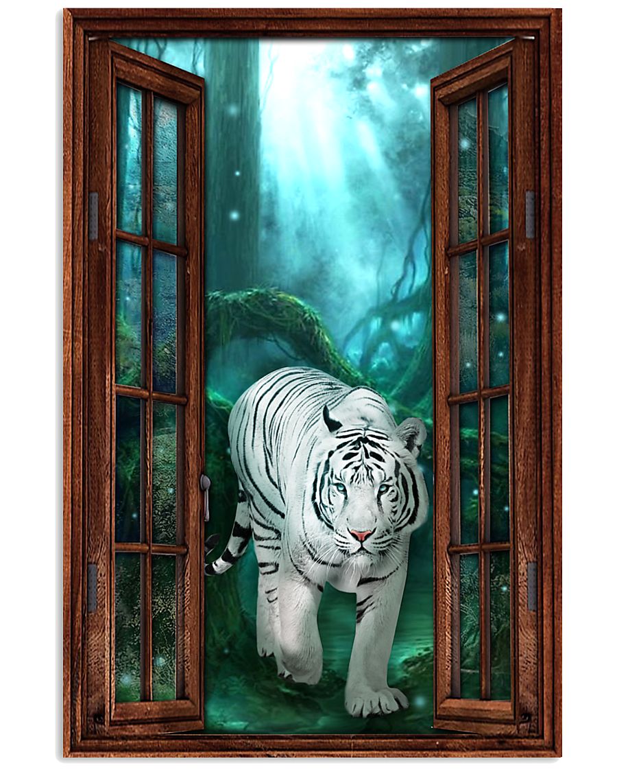 Tiger Window Forest View Poster Poster Print, Canvas Print Wall Art, Canvas Poster Wall Decor