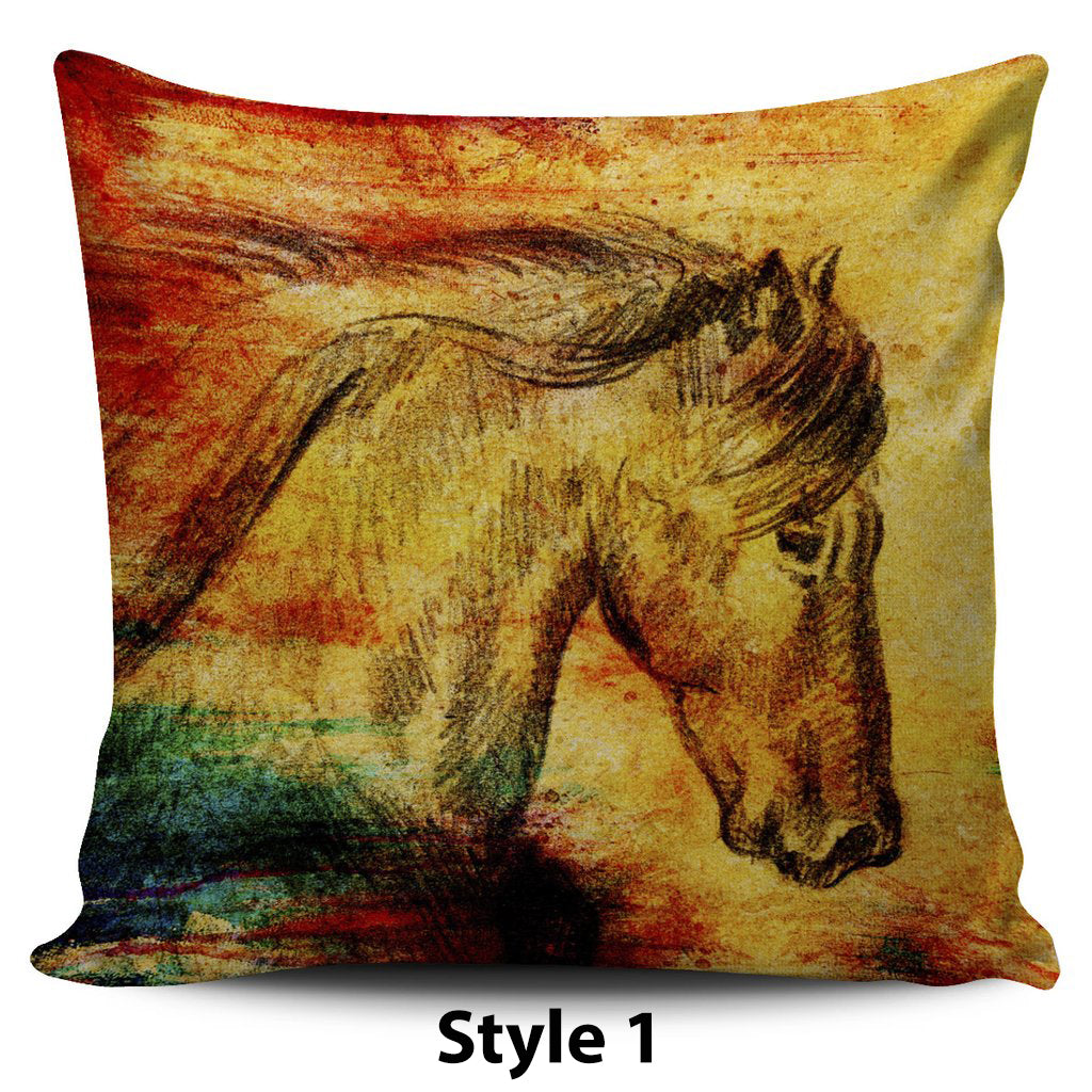 Brush Art Horse Pillow Covers