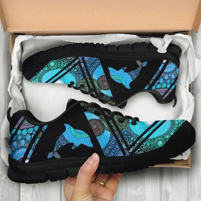 Dolphin Mandala Pattern Sneakers Shoes