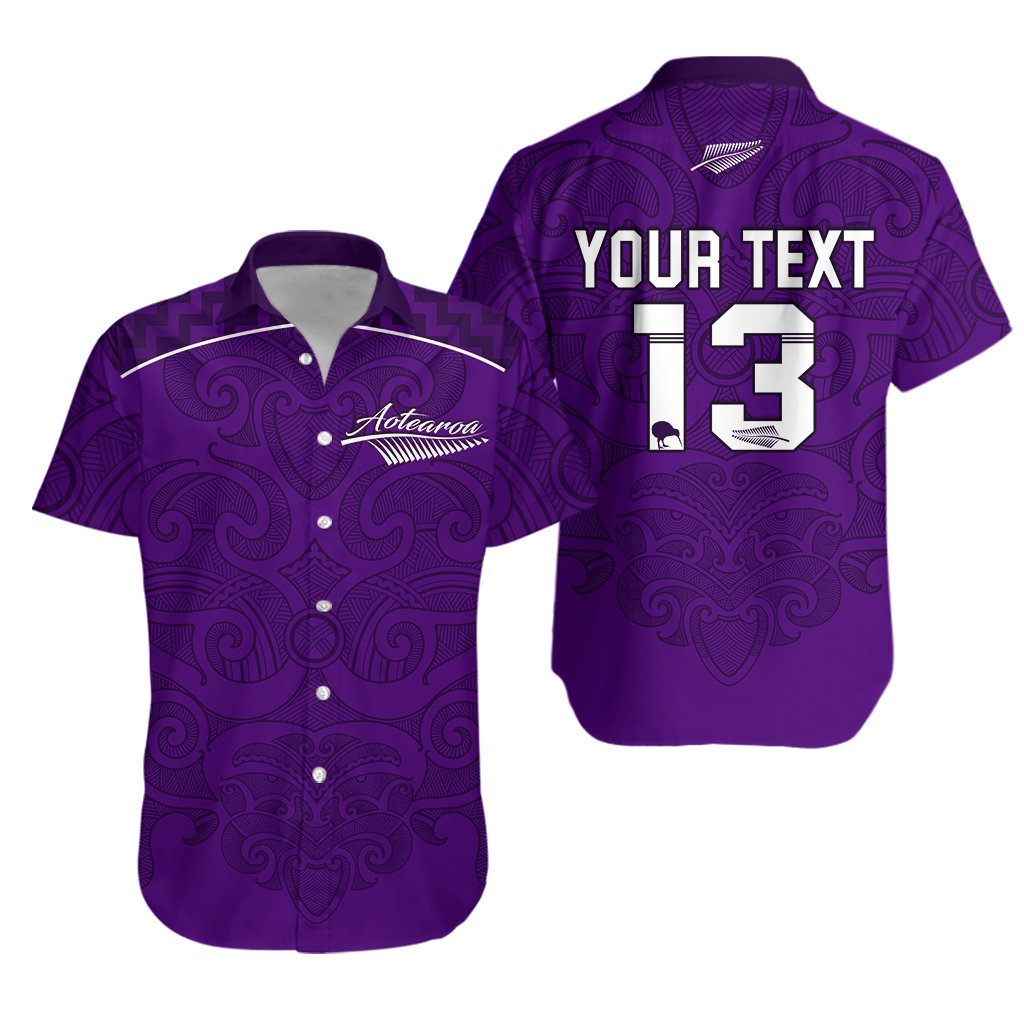 (Custom Personalised) Maori 2021 Hawaiian Shirt – Purple Aotearoa Tattoo – Custom Text And Number Lt13