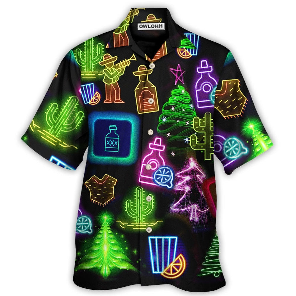 Wine Tequila Christmas Neon Art Drinking – Hawaiian Shirt