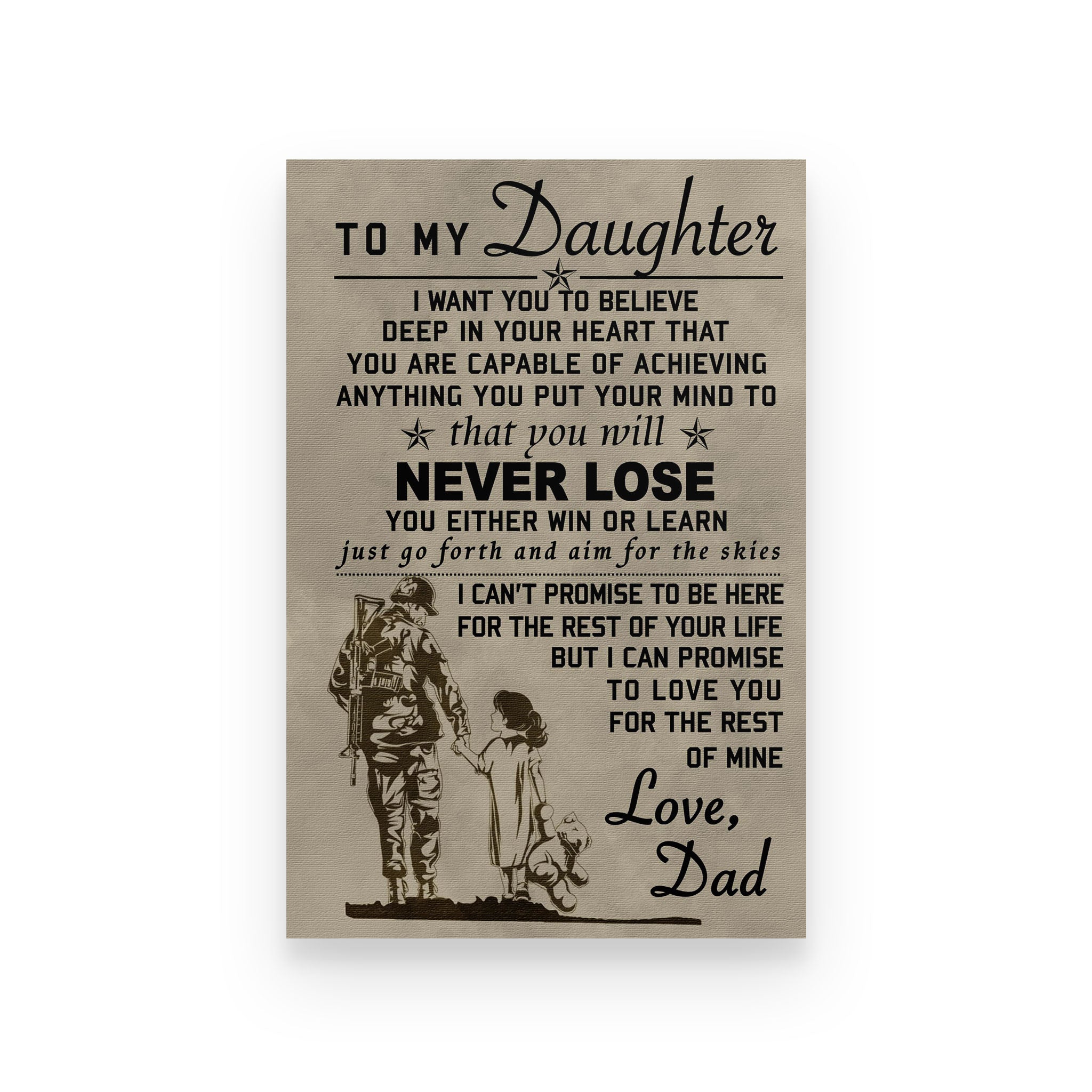 soldier poster dad to daughter never lose