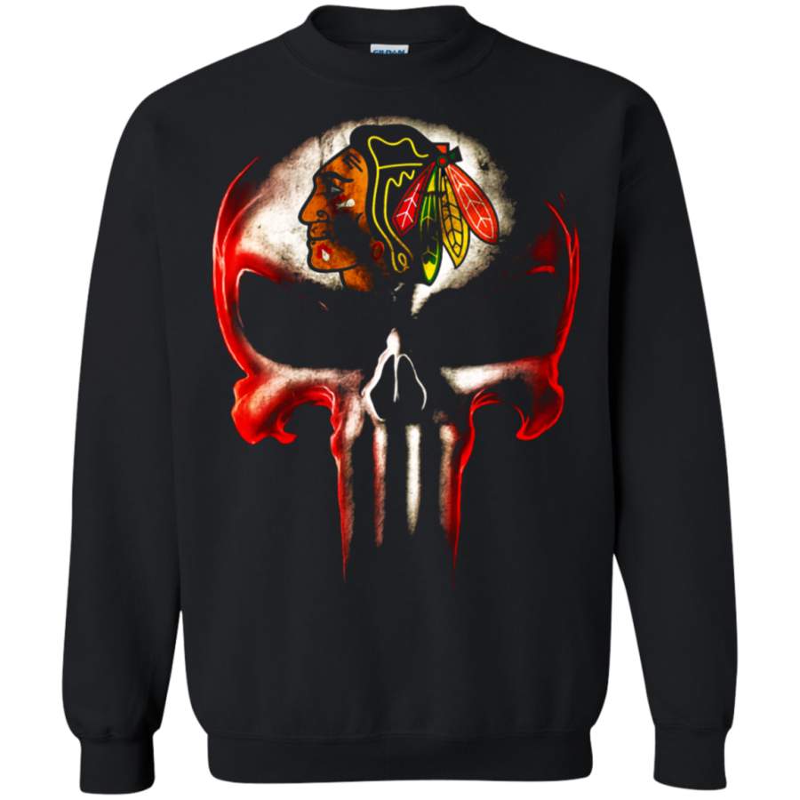 AGR Chicago Blackhawks The Punisher Mashup Ice Hockey Sweatshirt