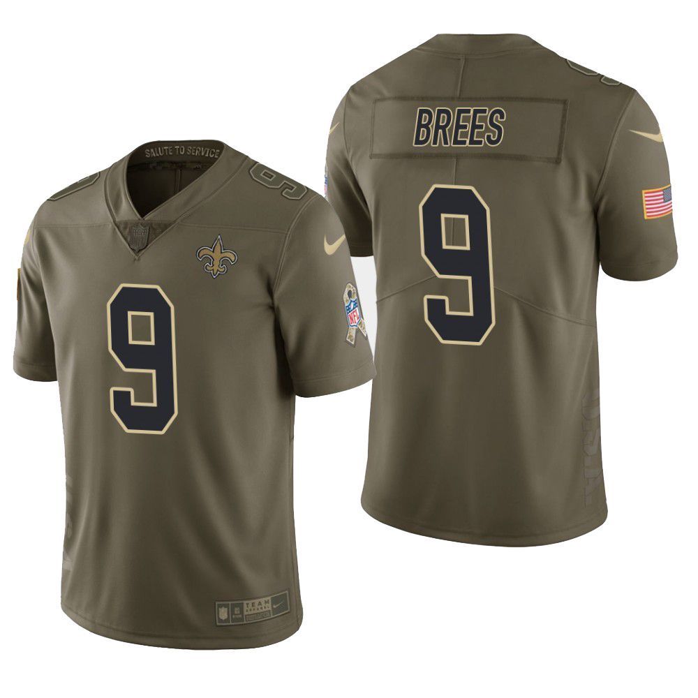 New Orleans Saints Drew Brees Salute To Service Limited Olive Mens Jersey