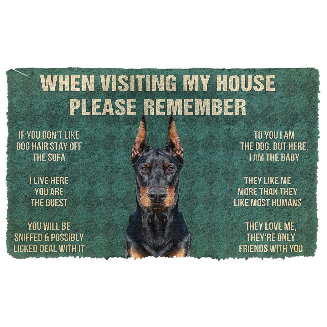 Gearhumans  GearHuman 3D Please Remember Doberman Pinscher Dogs House Rules Doormat