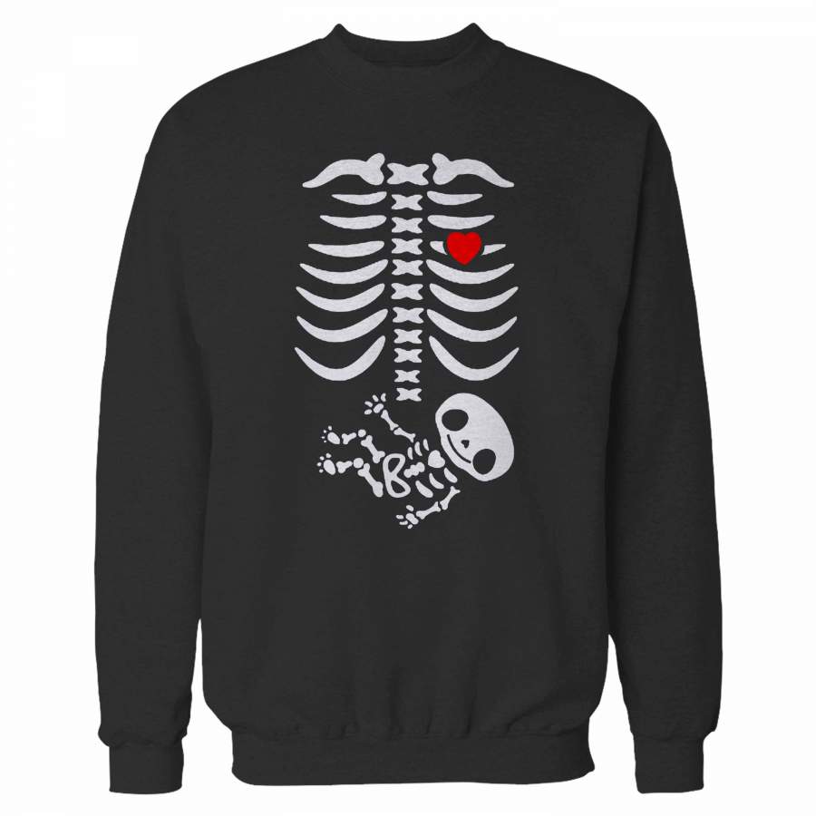 Halloween Pregnancy Announcement Pregnant Skeleton Sweatshirt