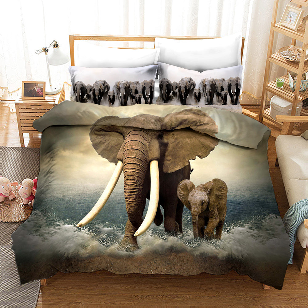 3D Elephant Sea Quilt Cover Set Bedding Set Pillowcases 74