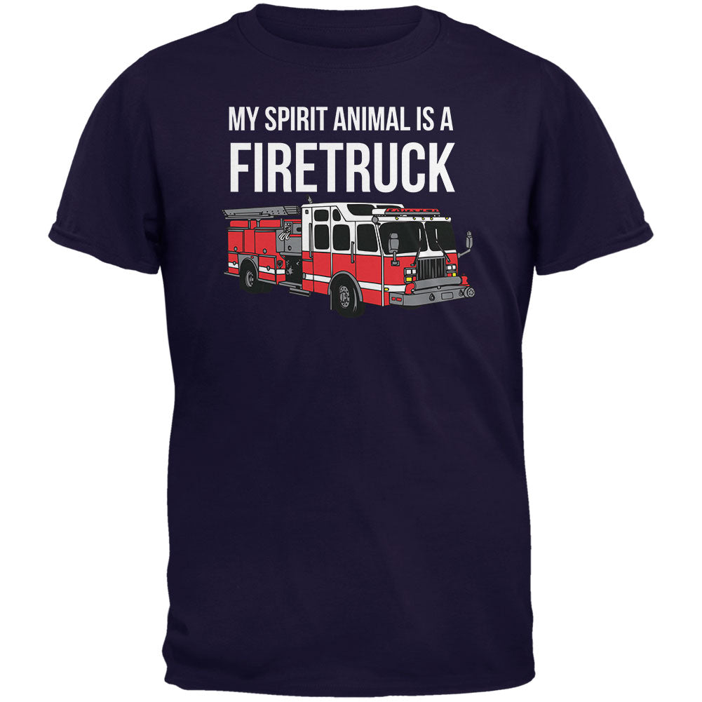 Spirit Animal Firetruck Navy Adult T-Shirt