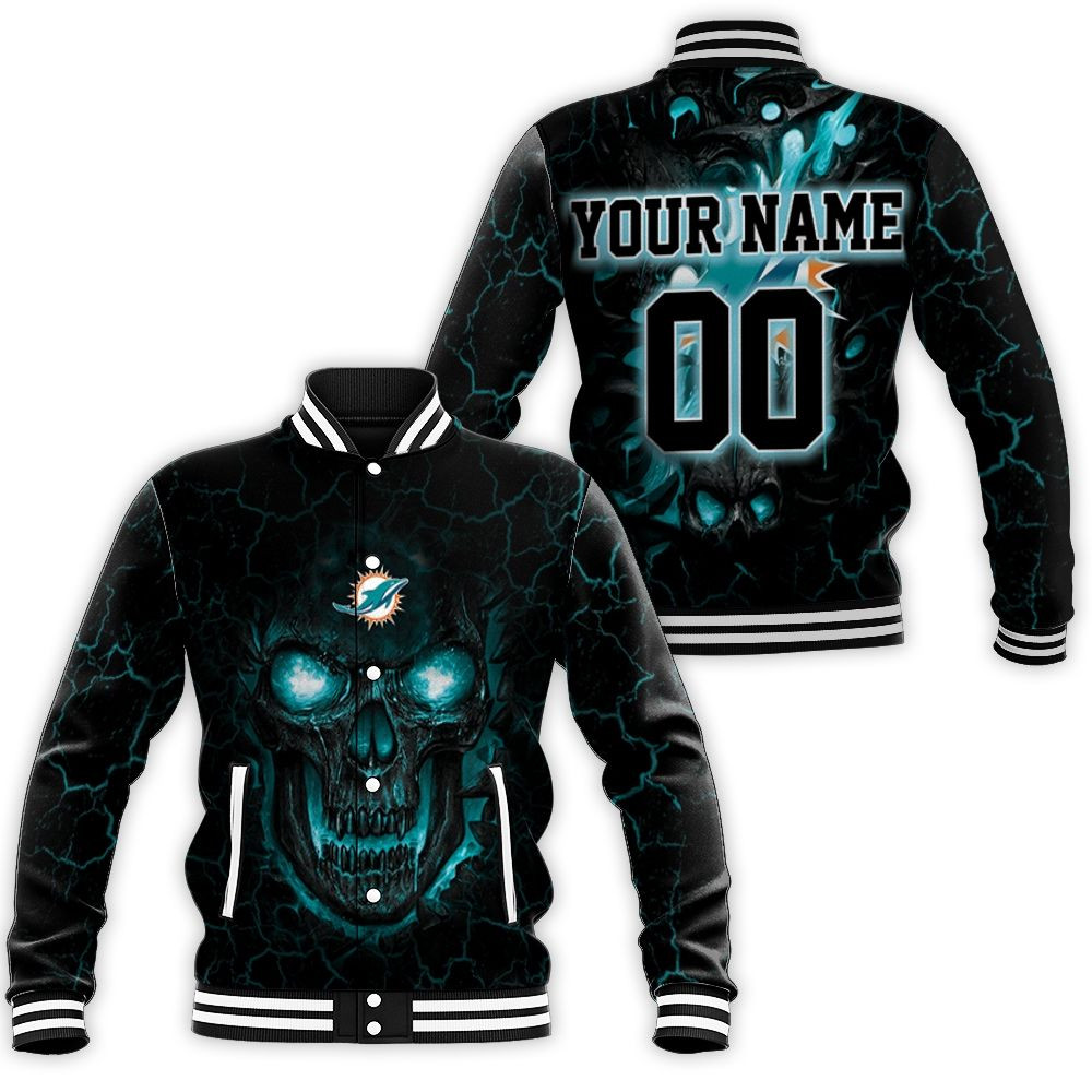 Lava Skull Dolphins 3D Personalized Baseball Jacket For Men Women