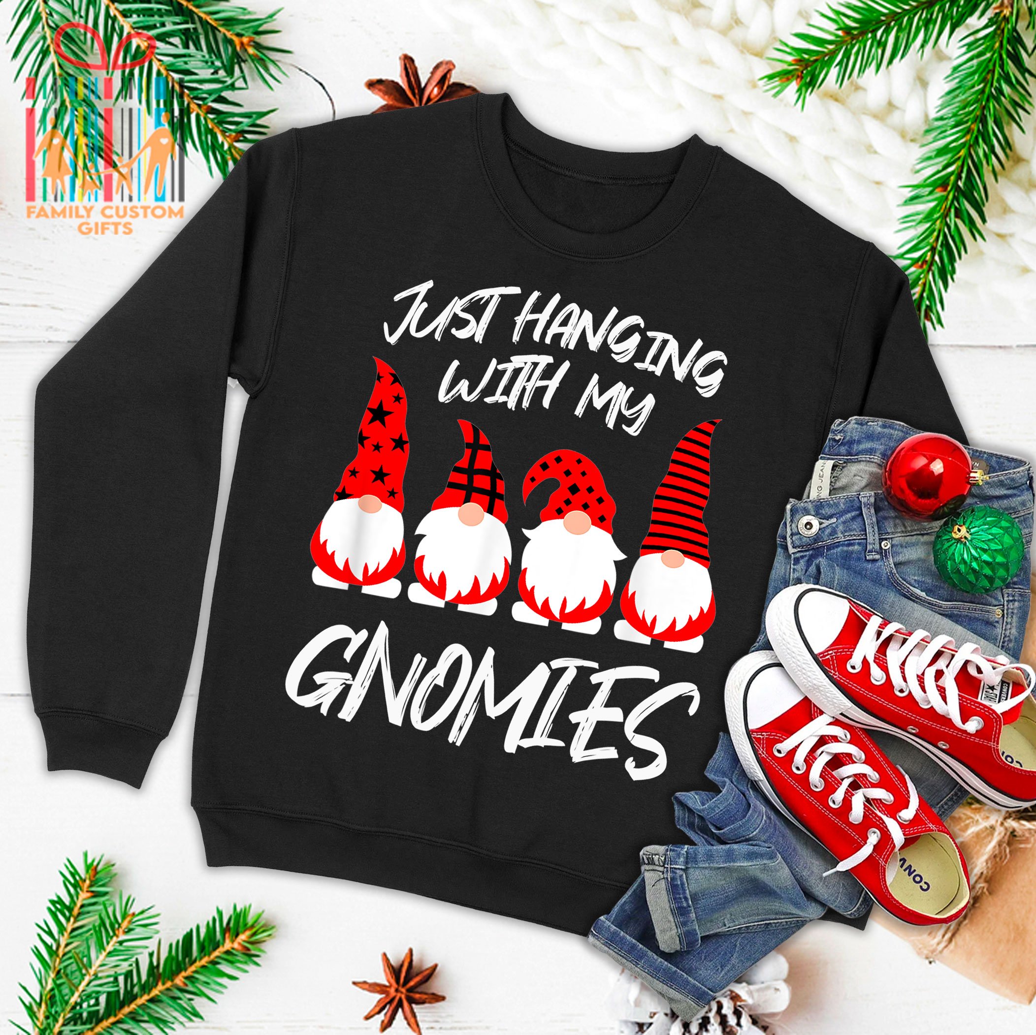 Funny Elves Christmas Gnomies Matching Family Pajama Costume Ugly Christmas Sweater 2023 T-Shirt