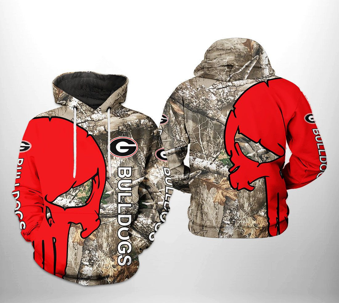 Georgia Bulldogs Ncaa Camo Veteran Hunting Hoodie & Zip Hoodie