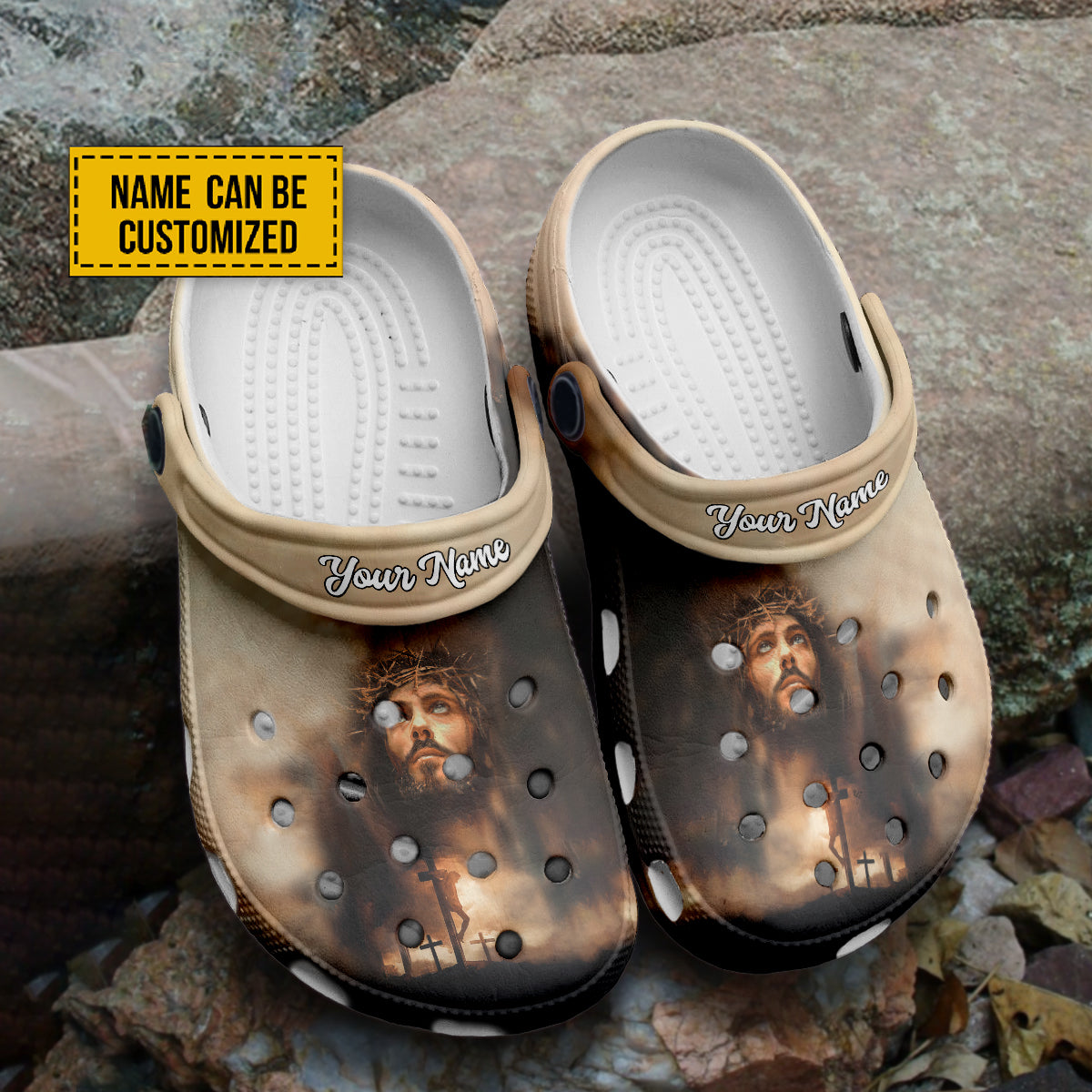 Custom Name Jesus Christ God Crocs Crocband Clogs Shoes Comfortable For Men Women and Kids Gift For Jesus Lovers