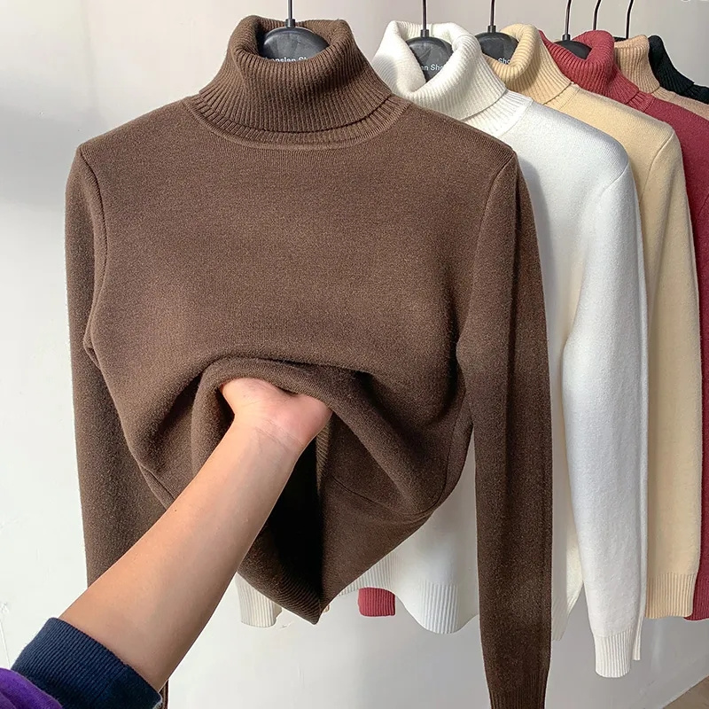 2022 New Turtle Neck Winter Sweater Women Elegant Cashmere Thick Warm Female Knitted Pullover Loose Basic Knitwear Jumper Tops alx