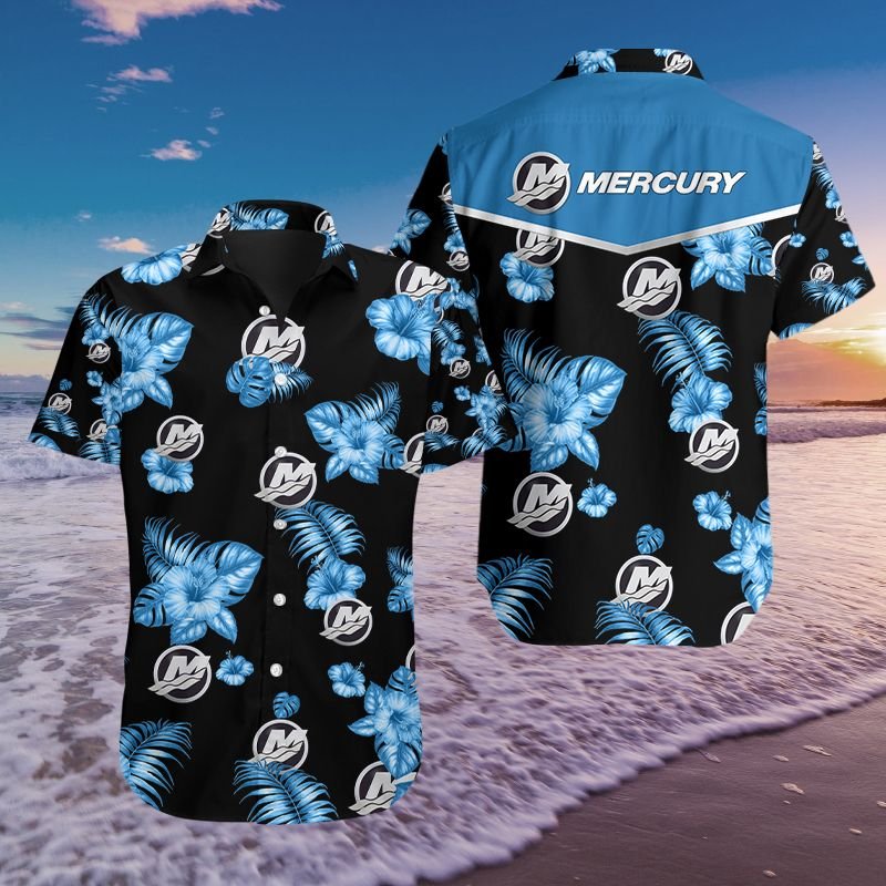 3D All Over Printed Mercury Marine Ttt-Lt Hawaiian Shirts Ver 1 (Blue)