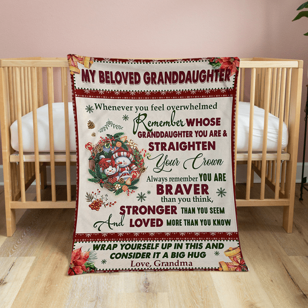 Christmas Gift For Granddaughter From Grandma, Nana And Granddaughter Snowman Christmas Blanket