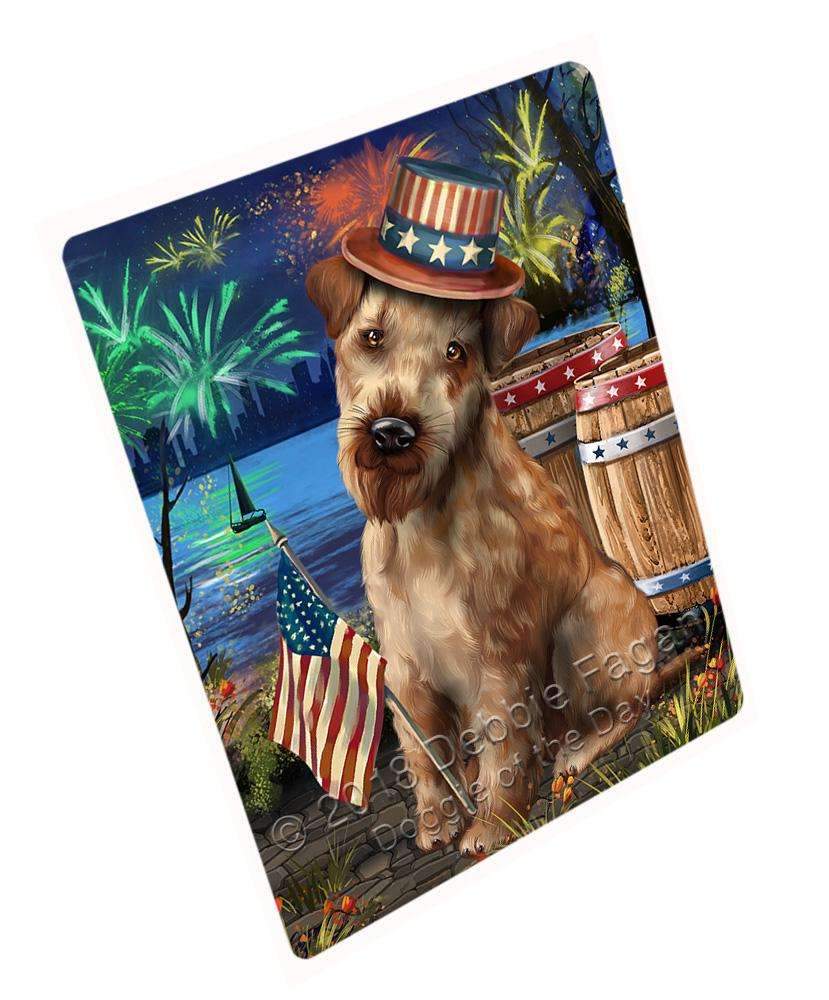 4Th Of July Independence Day Fireworks Airedale Terrier Dog At The Lake Blanket Blnkt74217