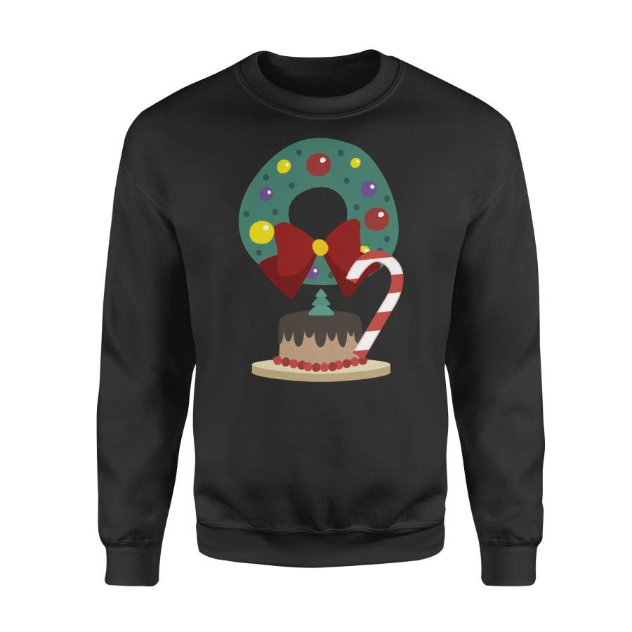 Christmas Gift Idea Laurel Wreaths Are Attached With Bows Next To Candy Cane And Cream Cake Decorated With Pine And Olives – Standard Crew Neck Sweatshirt