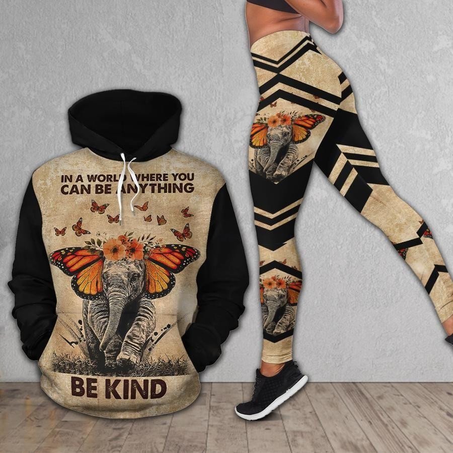 Flowery Elephant Be Kind 3D Hoodie Legging Set Combo