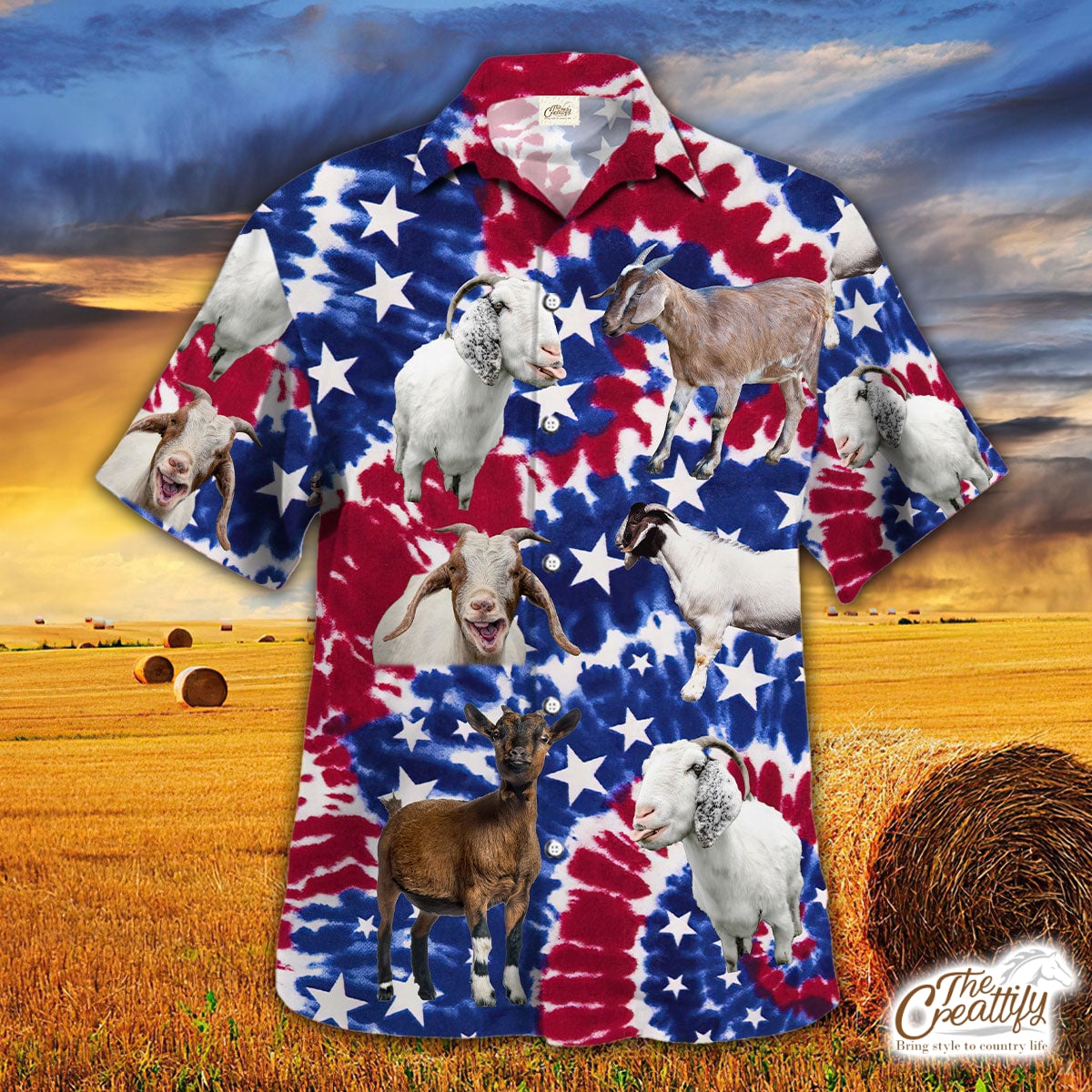 Goat Patriotic Usa Flag Tie Dye Hawaii Shirt Ha62496