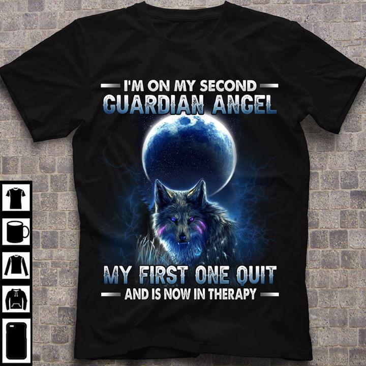 Dark Moon Wolf I’m On My Second Guardian Angel My First One Quit And Is Now In Therapy Standard Men T-shirt