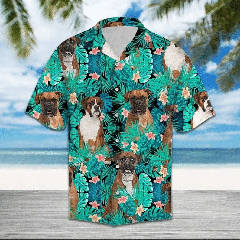 Boxer Tropical Green Brown Nice Design Hawaii Shirt Ha55771