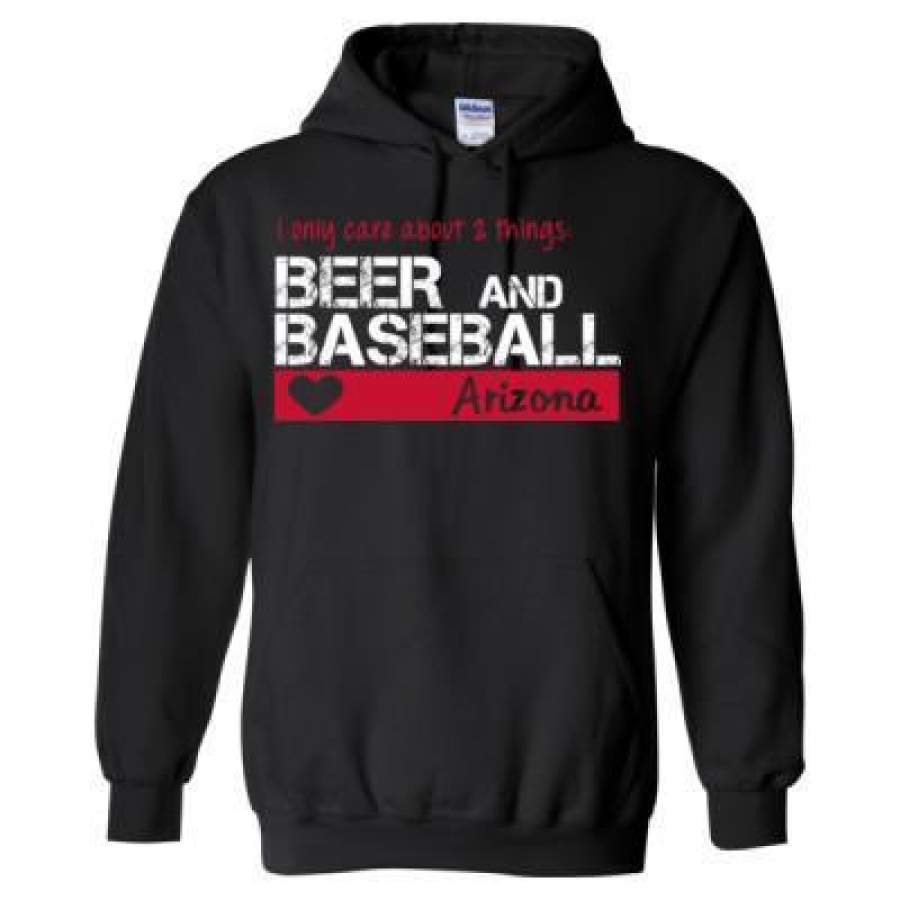 AGR Arizona Diamondbacks I Only Care About 2 Things Beer And Baseball  – Heavy Blend™ Hooded Sweatshirt