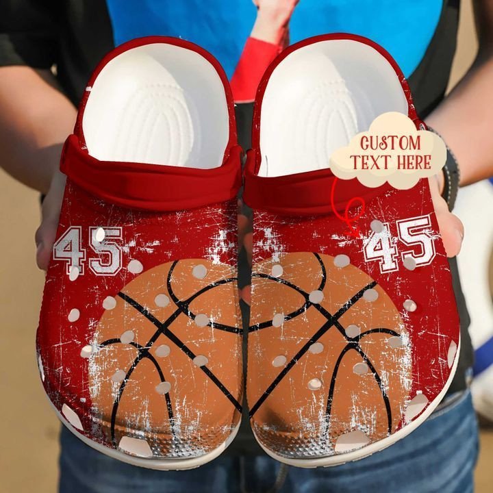 Basketball Personalized Crocs Crocband Clog Comfortable Water Shoes In Red