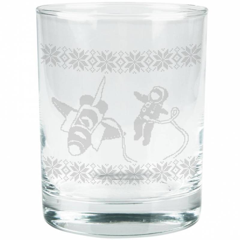 Astronaut in Space Ugly Christmas Sweater Etched Glass Tumbler