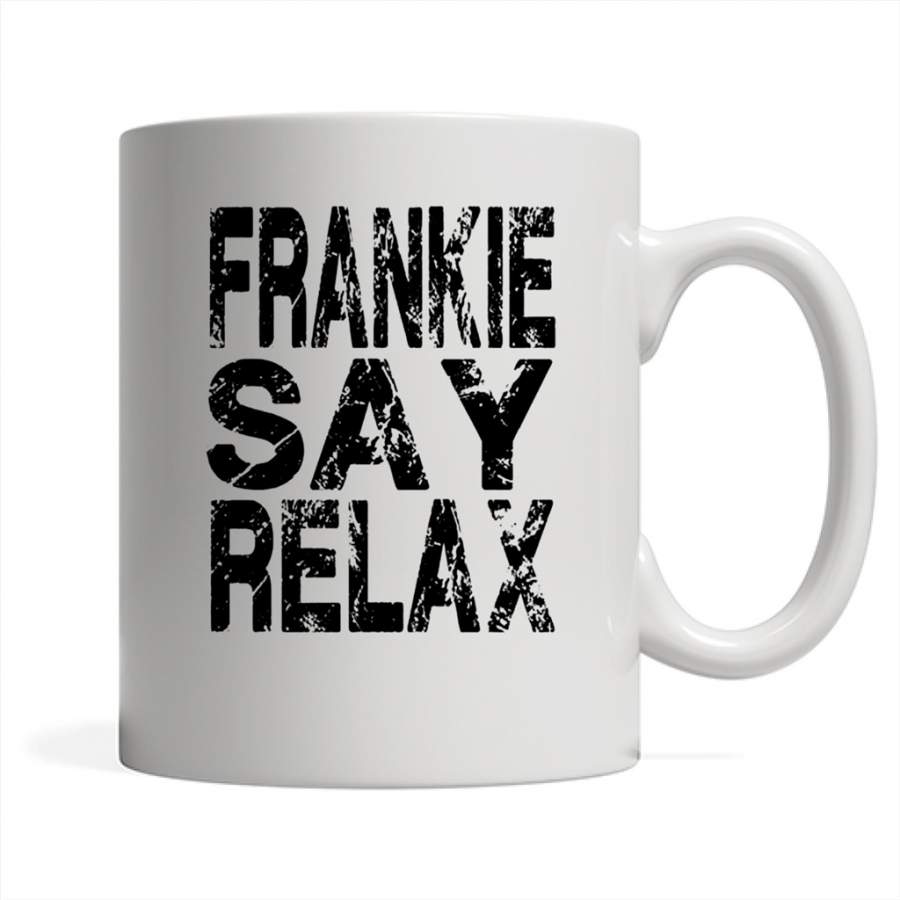 Frankie Say Relax Vintage 80s Music a – Full-Wrap Coffee White Mug