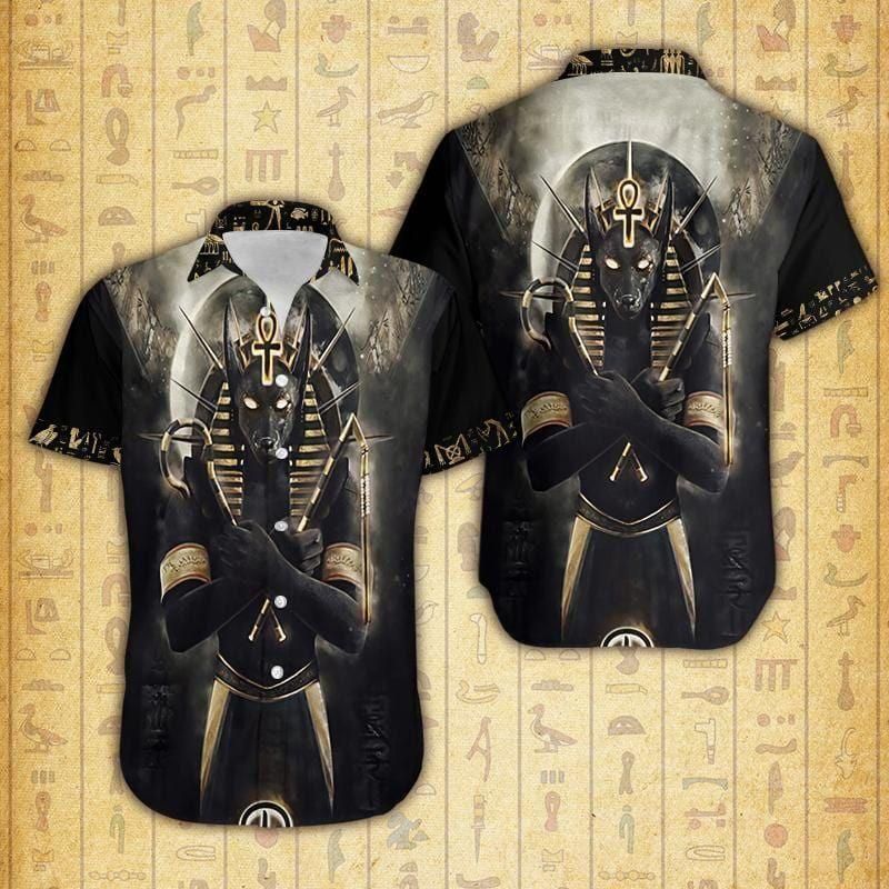 Anubis Ancient Egyptian God Aloha Hawaiian Shirt Colorful Short Sleeve Summer Beach Casual Shirt For Men And Women