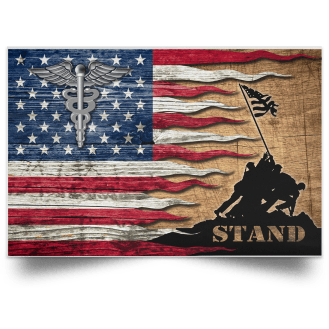 US Coast Guard Health Services Technician HS Logo Stand For The Flag Satin Landscape Poster