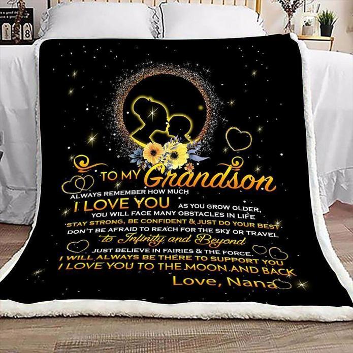 To Grandson, Gift For Grandson Fleece Blanket