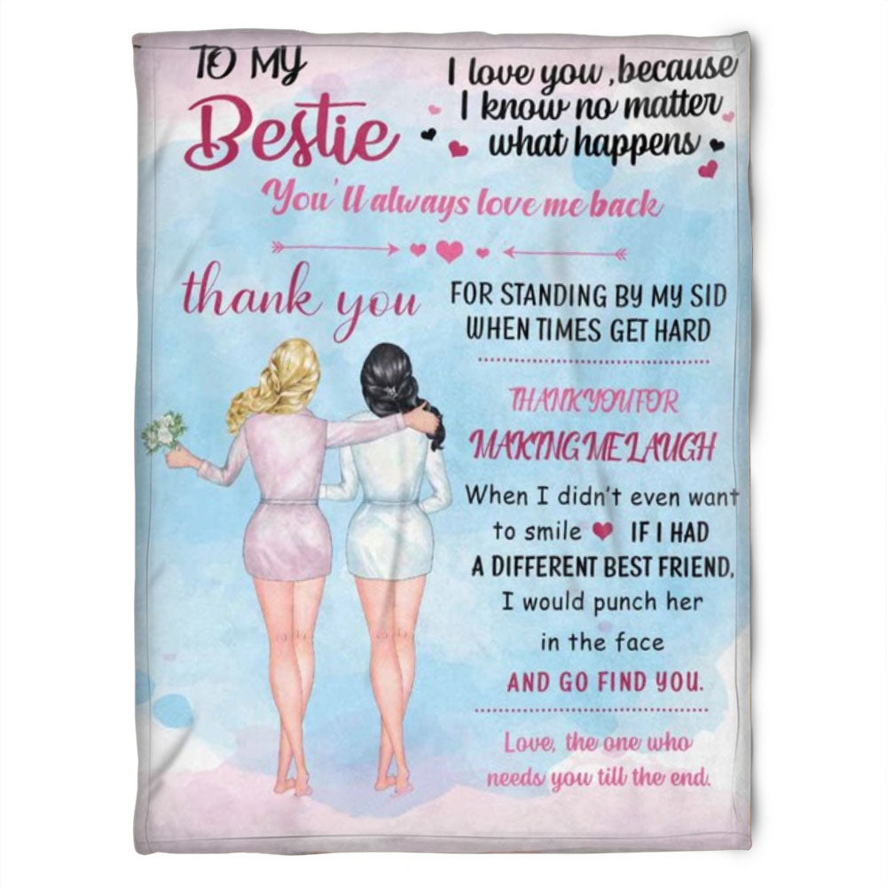 To My Friend Fleece Blanket Thank You For Standing By My Side When Time Get Hard, Gift For Sister, Gift For Best Friend, Home Decor Bedding Couch Sofa Soft And Comfy