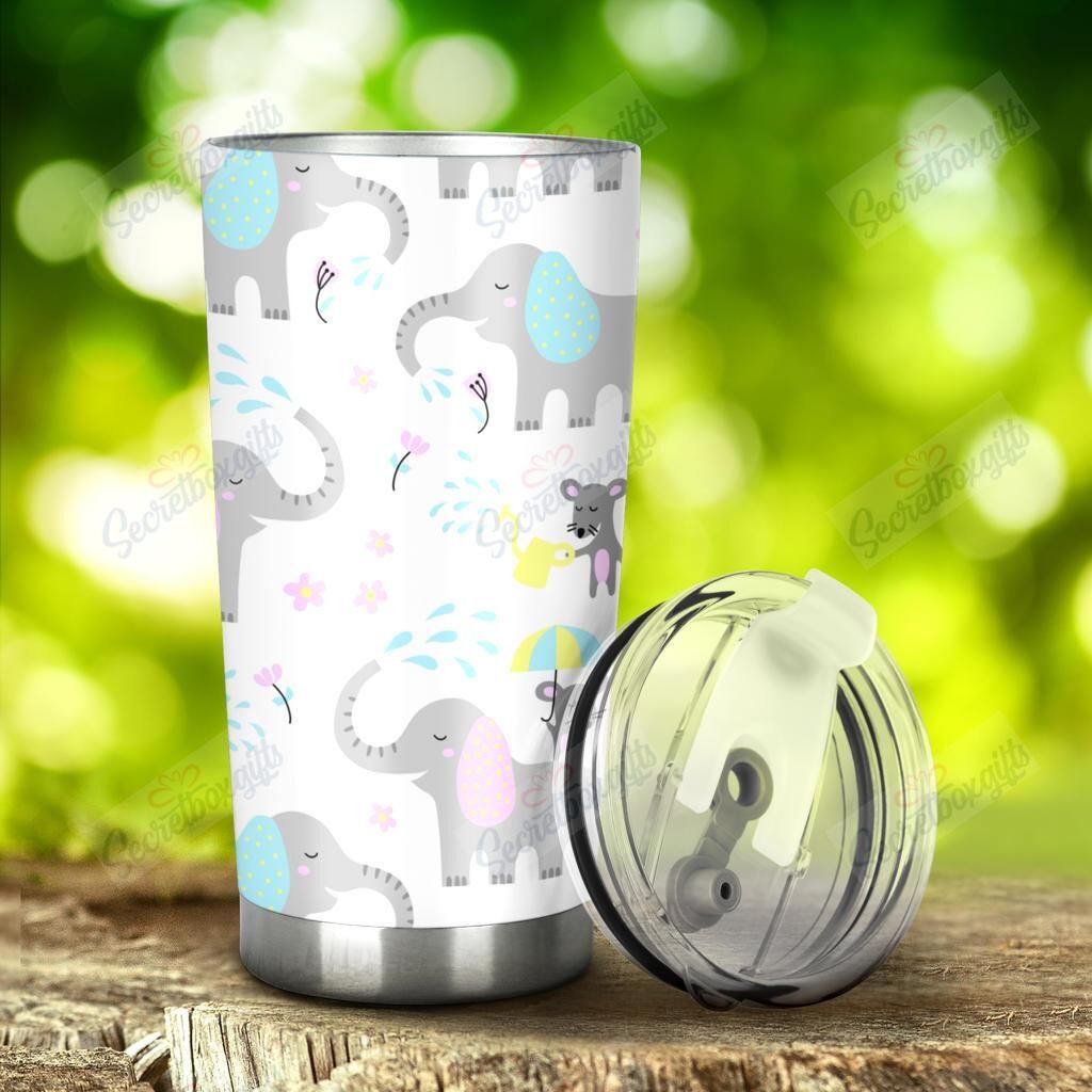 Personalized Cute Elephant Mouse Pattern Nc1111657Cl Stainless Steel Tumbler Customize Name, Text, Number