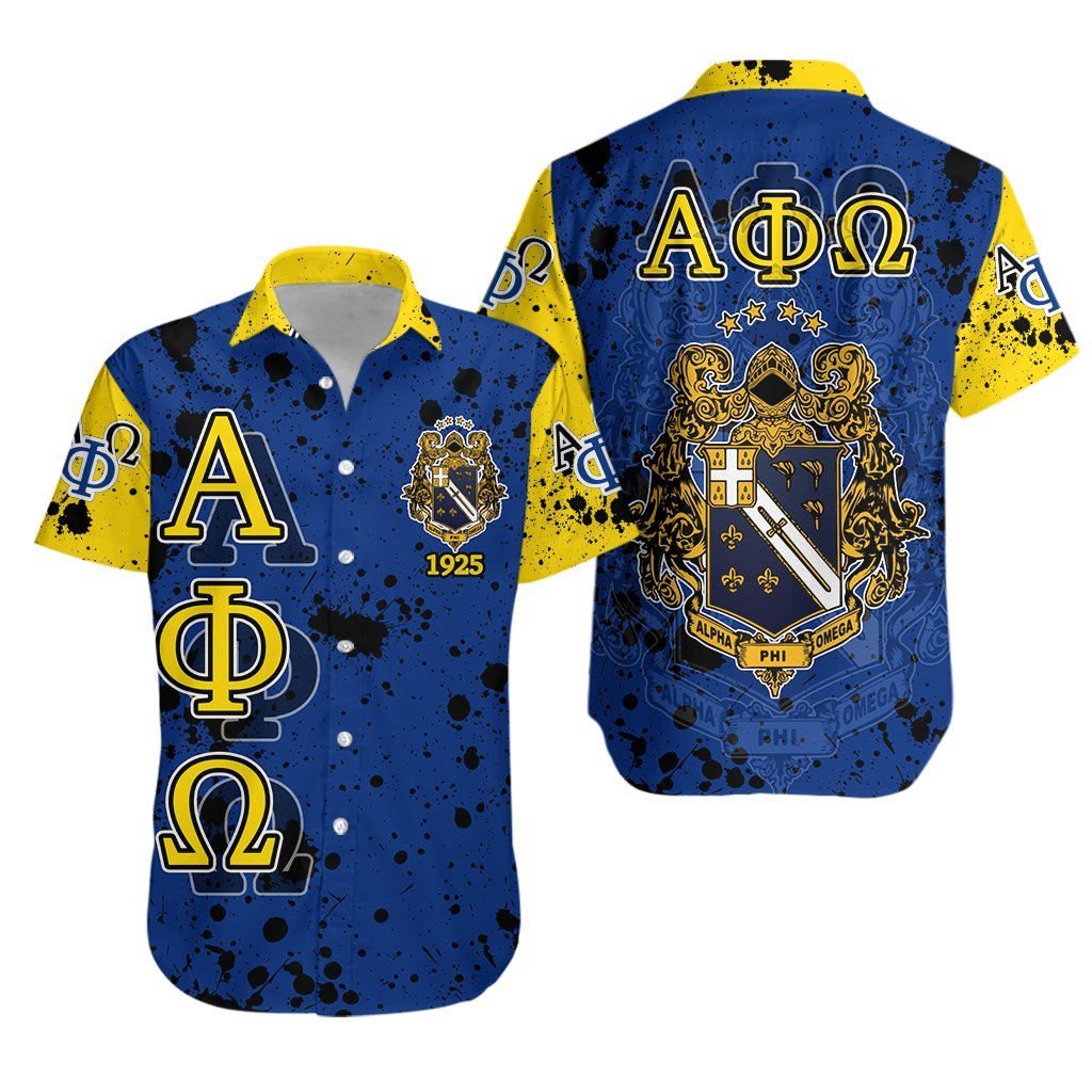 Alpha Phi Omega Hawaiian Shirt – Ink Stain Royal Blue – Lt20