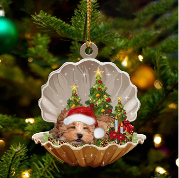 Maltipoo-Sleeping Pearl In Christmas Two Sided Ornament