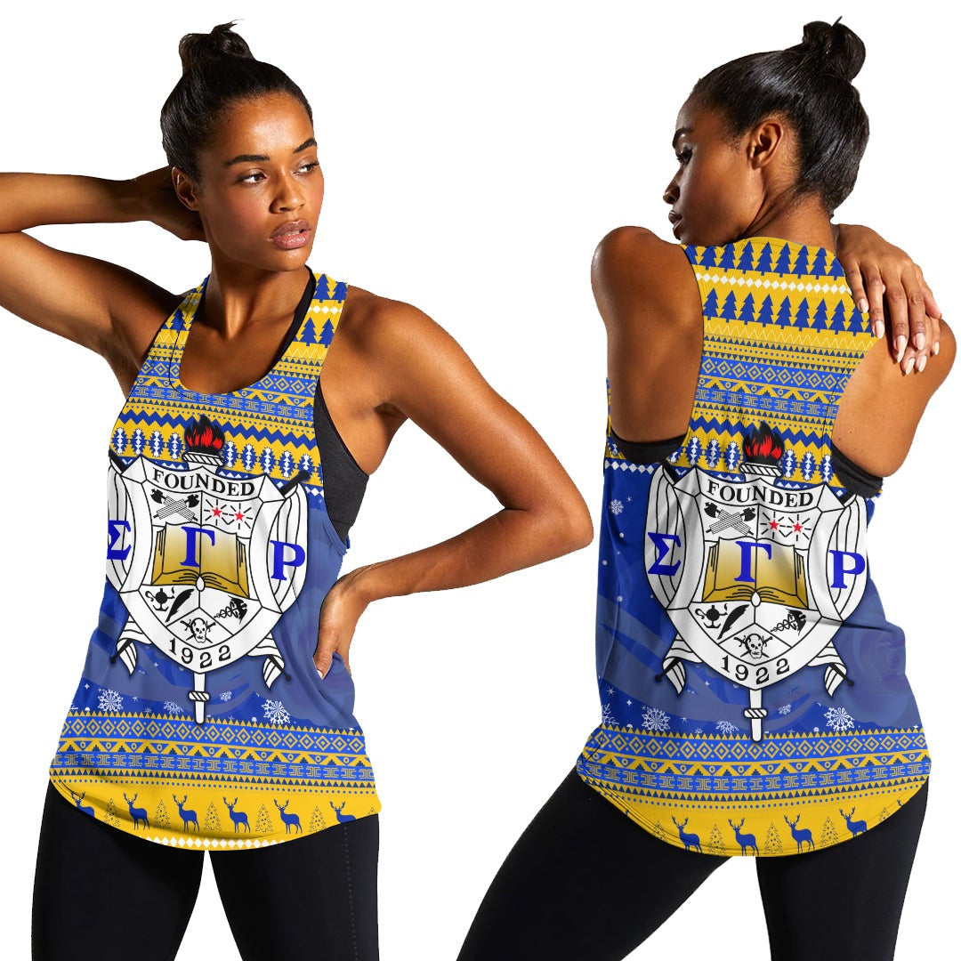 Sorority Tank Top – Sigma Gamma Rho Christmas Female Racerback Tank African Pattern