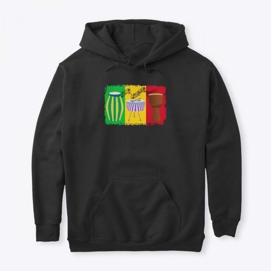 African American Drums Music Black Gildan Hoodie Sweatshirt