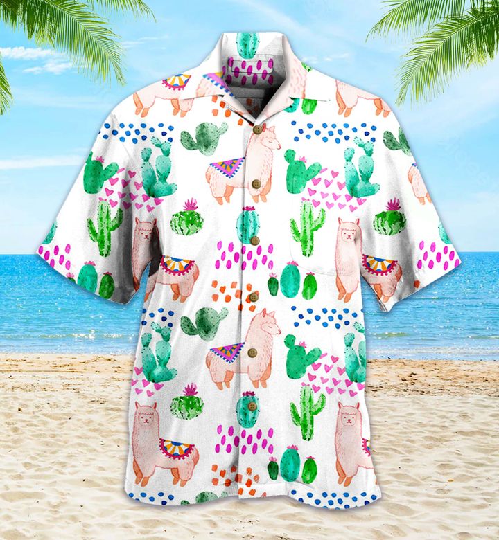 Llama Cactus Colorful Hawaii Shirt Ha54648