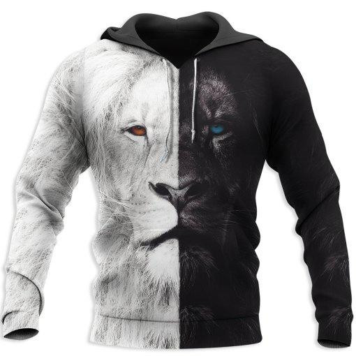 Beautiful Black White Lion 3D All Over Printed Hoodie For Men And Women