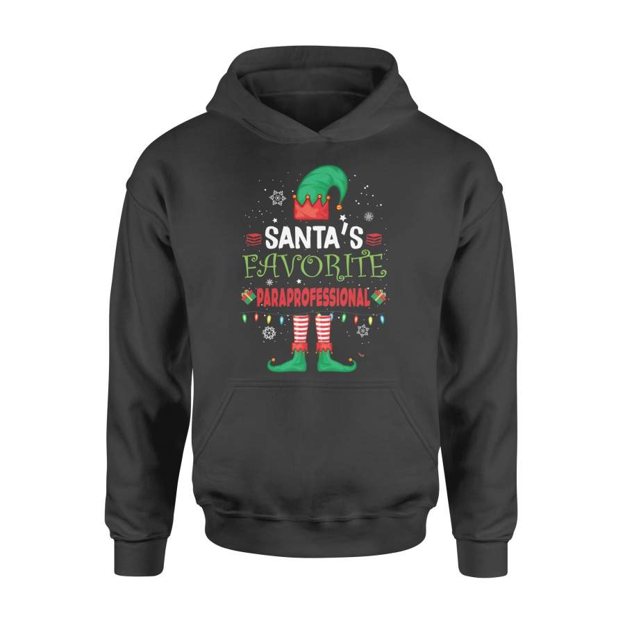 Dngfashion ‘s Santa’s Favorite Paraprofessional – Paraprofessional Shirt – Christmas Tree – Paraprofessional Elf Shirt – Standard Hoodie
