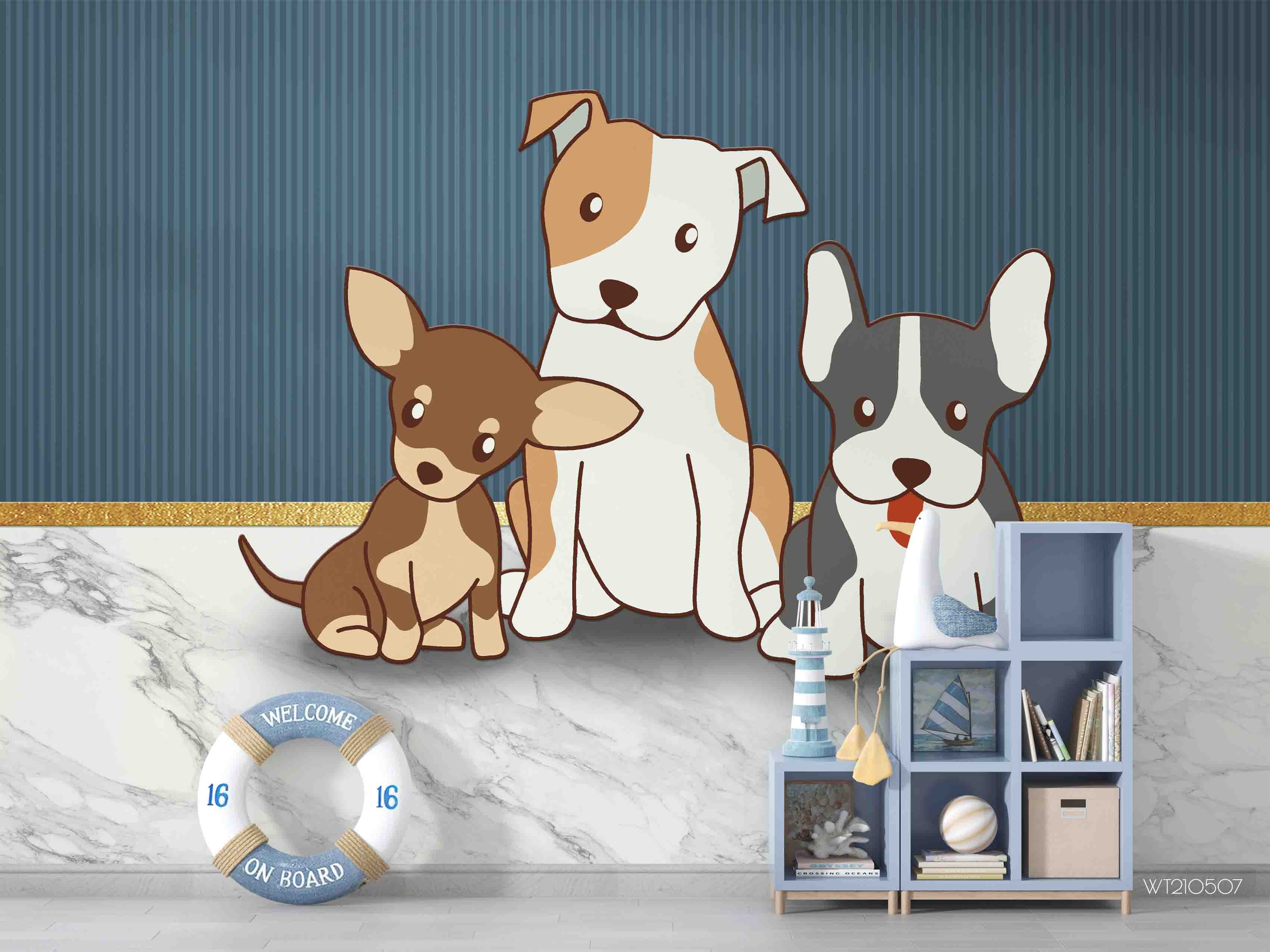 3D Cartoon Cute Animal Dog Wall Mural Wallpaper Lqh 112