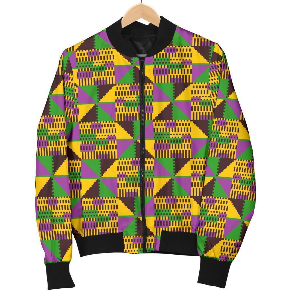 African Kente Pattern Print Men Casual Bomber Jacket 3D All Over Print